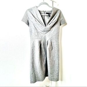 Robert Rodriguez Wool dress Gray Ruched Neckline Short Sleeve Blend Sheath wrap